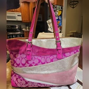 Coach Pink Gallery Patchwork Tote